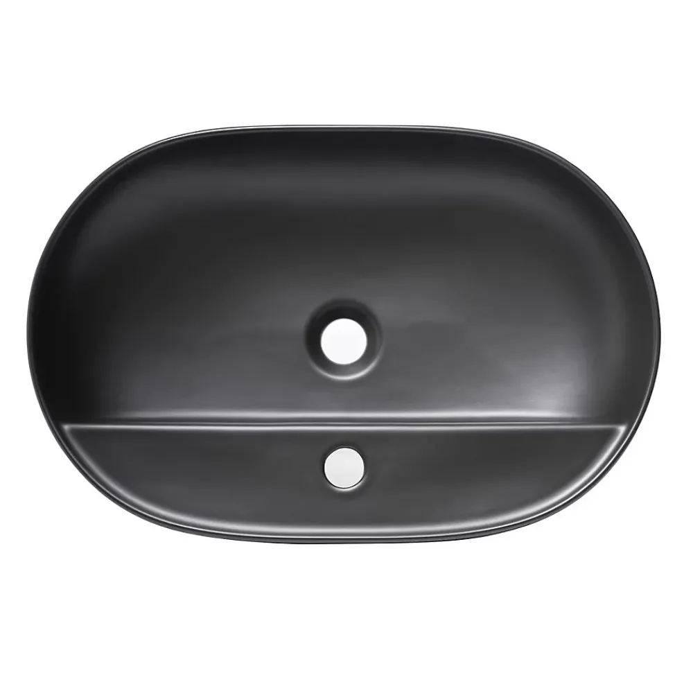 Swiss Aqua Technologies Infinitio Vasque à poser 60x40 cm, sans trop-plein, avec trou pour robinetterie, Noir mat (SATINF6040BKM)