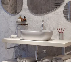 Vasque À Poser|Swiss Aqua Technologies Infinitio Vasque à poser 45,5 x 32,5 x 13,5 cm, sans trop-plein, Gris mat (SATINF4532LGRM)