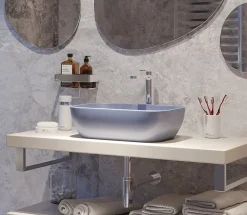 Vasque À Poser|Swiss Aqua Technologies Infinitio Vasque à poser 45,5 x 32,5 x 13,5 cm, sans trop-plein, Bleu foncé mat (SATINF4532DBLM)