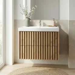 Swiss Aqua Technologies Meuble de salle de bain avec lavabo SAT Delano 80x46 cm chêne mat (DELANO80ZDUM)