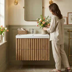 Swiss Aqua Technologies Meuble de salle de bain avec lavabo SAT Delano 80x46 cm chêne mat (DELANO80ZDUM)