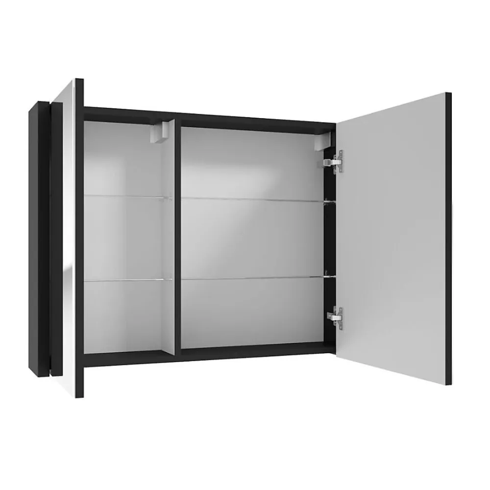 Swiss Aqua Technologies Meuble à miroir SAT Delano 80x60 cm stratifié noir (DELANOG80C)