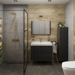 Meuble Vasque|Swiss Aqua Technologies Meuble de salle de bain avec lavabo SAT Delano 80x46 cm noir mat (DELANO80ZCUM)