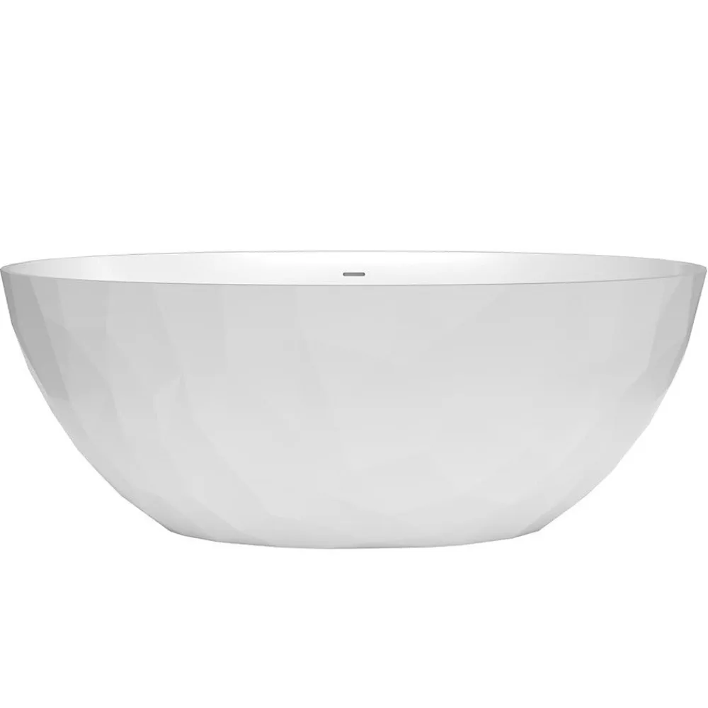 Baignoire Droite|Swiss Aqua Technologies Meda Baignoire ilot autoportante 167x82,3 cm en marbre coulé 309L, sans pieds, blanc (SATME1670):
