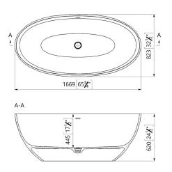 Baignoire Droite|Swiss Aqua Technologies Meda Baignoire ilot autoportante 167x82,3 cm en marbre coulé 309L, sans pieds, blanc (SATME1670):