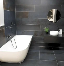 Swiss Aqua Technologies Nelly 175x82 cm Baignoire droite Autoportante orientation droite en marbre coulé, Blanc (NEL1700P)
