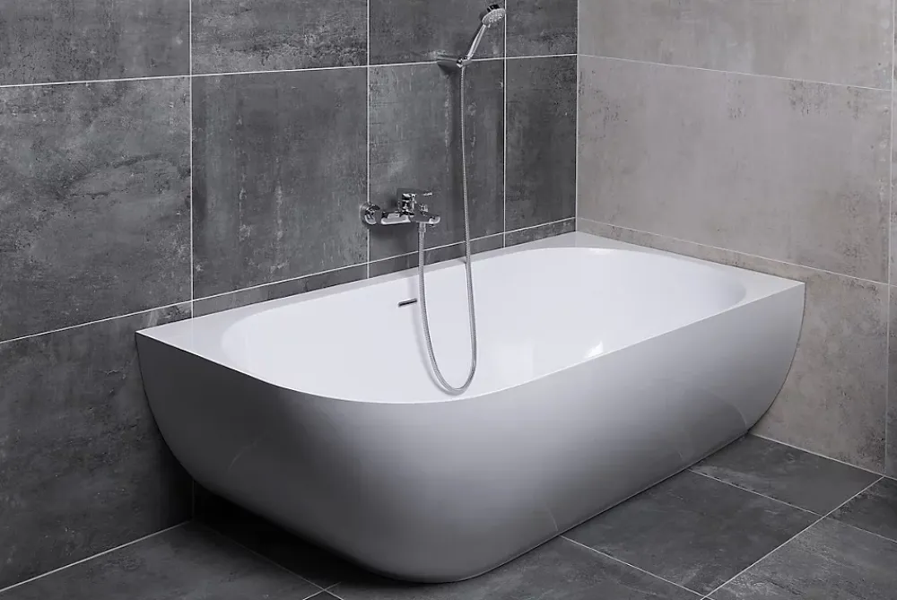 Swiss Aqua Technologies Nelly 175x82 cm Baignoire droite Autoportante orientation droite en marbre coulé, Blanc (NEL1700P)