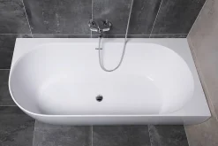 Swiss Aqua Technologies Nelly 175x82 cm Baignoire droite Autoportante orientation droite en marbre coulé, Blanc (NEL1700P)