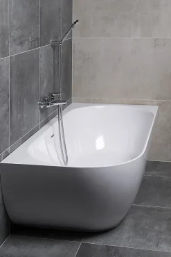 Swiss Aqua Technologies Nelly 175x82 cm Baignoire droite Autoportante orientation droite en marbre coulé, Blanc (NEL1700P)
