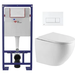 Wc Suspendu|Swiss Aqua Technologies Pack WC Bâti-support Autoportant + WC sans bride SAT + Abattant SoftClose