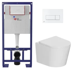 Swiss Aqua Technologies Pack WC bâti-support autoportant SAT + WC suspendu sans bride Ceramia + abattant SoftClose