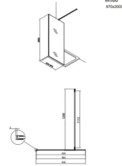 Swiss Aqua Technologies Paroi de douche à l'italienne 97x200cm Walk-in, verre fumé (SIKOWI100KS)