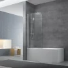 Pare-Baignoire| Swiss Aqua Technologies Pare-baignoire avec un panneau pivotant en verre, 150x75cm, Chrome (SATVZUNIKCRT75)
