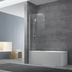 Pare-Baignoire| Swiss Aqua Technologies Pare-baignoire avec un panneau pivotant en verre, 150x75cm, Chrome (SATVZUNIKCRT75)