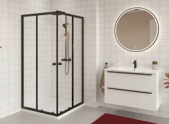 Paroi De Douche|Porte De Douche|Swiss Aqua Technologies SAT PROJECT Douche 90x90cm coulissante avec profilé noir mat (SATPROMUQ90CT)