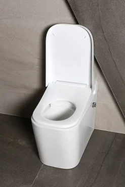 Wc À Poser|Swiss Aqua Technologies Ultimax WC hybride avec réservoir intégré et abattant frein de chute (SATOFSHFS3)