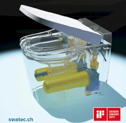 Wc À Poser|Swiss Aqua Technologies Ultimax WC hybride avec réservoir intégré et abattant frein de chute (SATOFSHFS3)