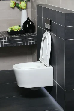 Wc Suspendu|Swiss Aqua Technologies WC suspendu sans bride et fixations invisibles + abattant frein de chute (SATBRE010RREXP)