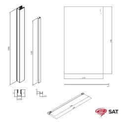 Swiss Aqua Technologies Walk-in 120x200cm Paroi en verre Crystal Glass 8 mm anticalcaire, avec bras et profilés or