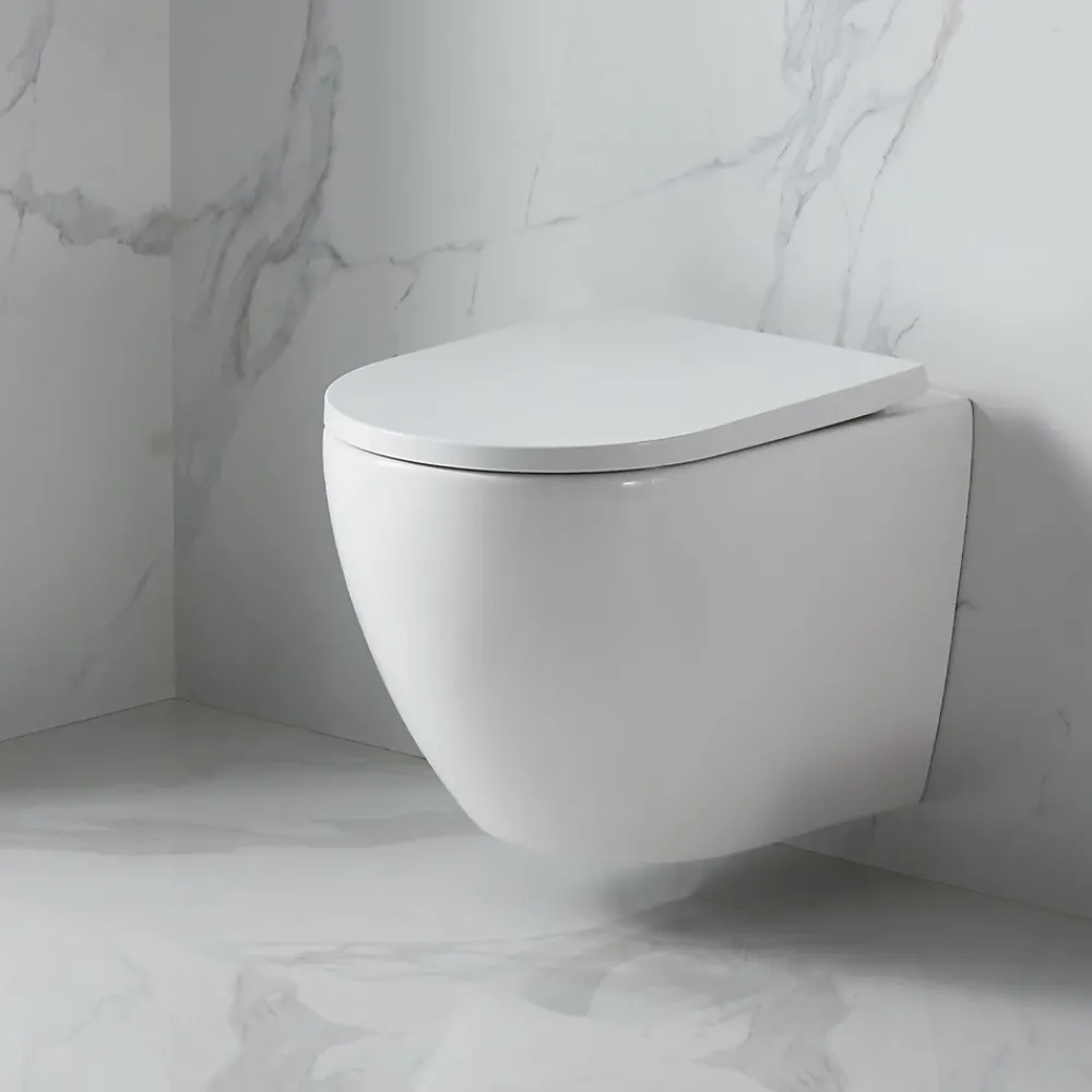 Wc Suspendu|Swiss Aqua Technologies WC suspendu sans bride Tornado Quiet et fixations invisibles, abattant frein de chute (SAT67010RTORP)