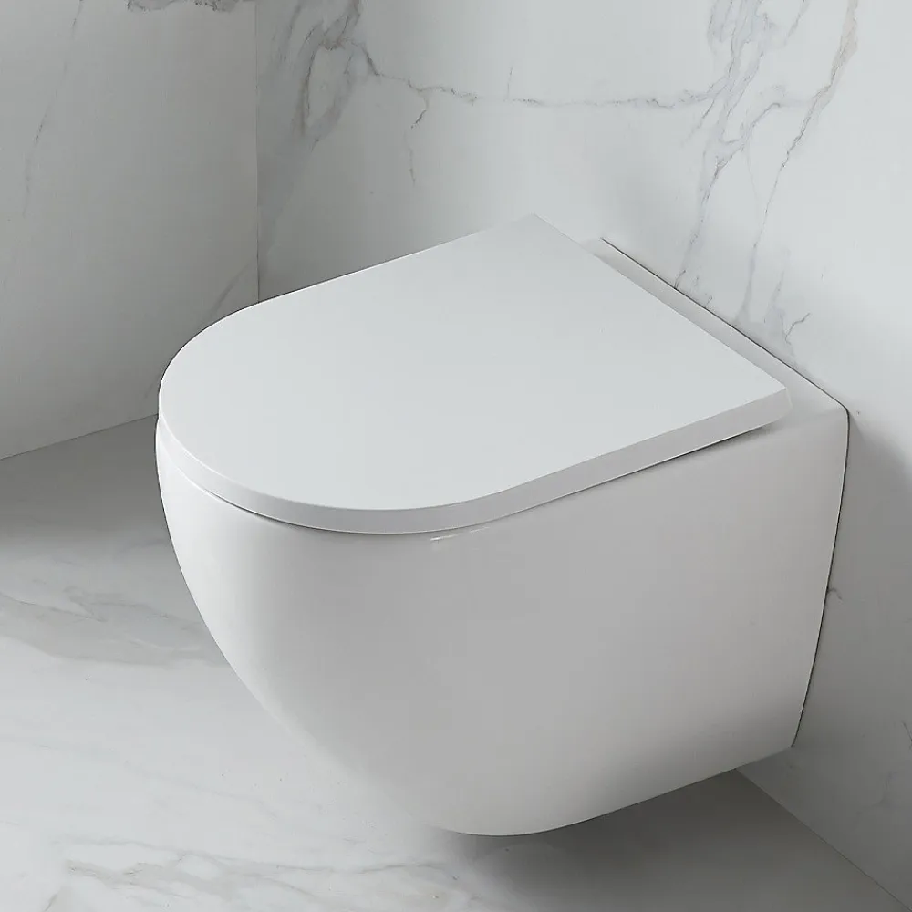 Wc Suspendu|Swiss Aqua Technologies WC suspendu sans bride Tornado Quiet et fixations invisibles, abattant frein de chute (SAT67010RTORP)
