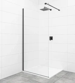 Swiss Aqua Technologies Walk-in 100x200cm paroi Crystal Glass 8mm anticalcaire+bras et profilés noir mat (SATBWI100PRC)