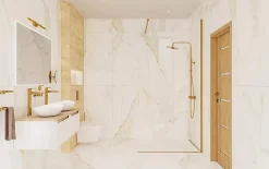 Paroi De Douche|Swiss Aqua Technologies Walk-in 80x200cm Paroi en verre Crystal Glass 8 mm anticalcaire, avec bras et profilés or (SATBWI80PRZ)