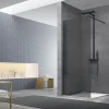 Paroi De Douche|Swiss Aqua Technologies Walk-in Set Paroi de douche 77x200cm fixe en verre fumé + Bras de montage + Profilé, Noir (WI80KS-SET)