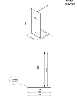 Paroi De Douche|Swiss Aqua Technologies Walk-in Set Paroi de douche 77x200cm fixe en verre fumé + Bras de montage + Profilé, Noir (WI80KS-SET)