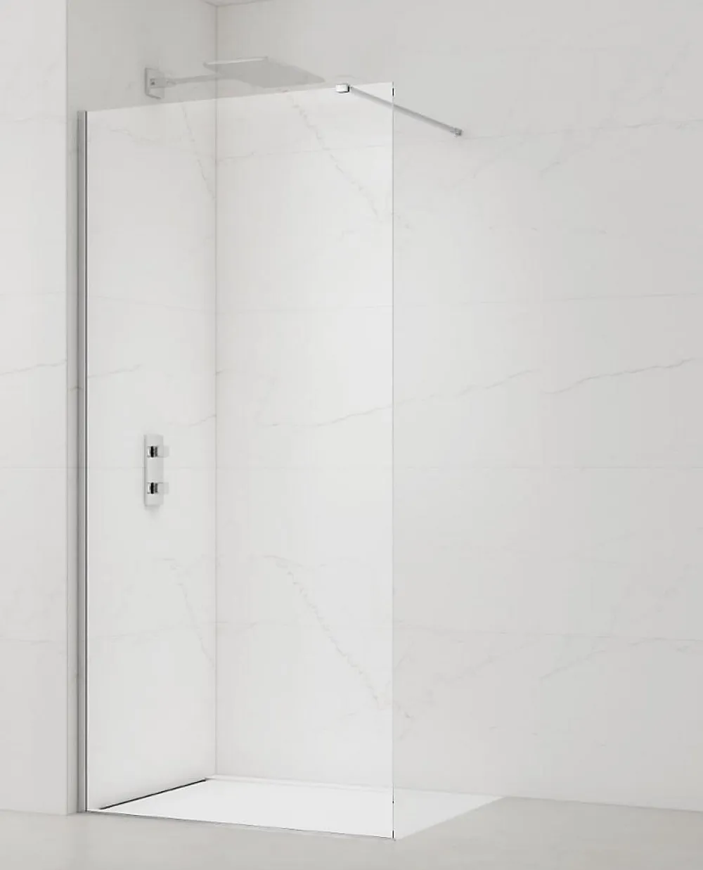 Paroi De Douche|Swiss Aqua Technologies Walk-in 140x200cm Paroi en verre Crystal Glass 8 mm anticalcaire, avec bras et profilés chrome brillant