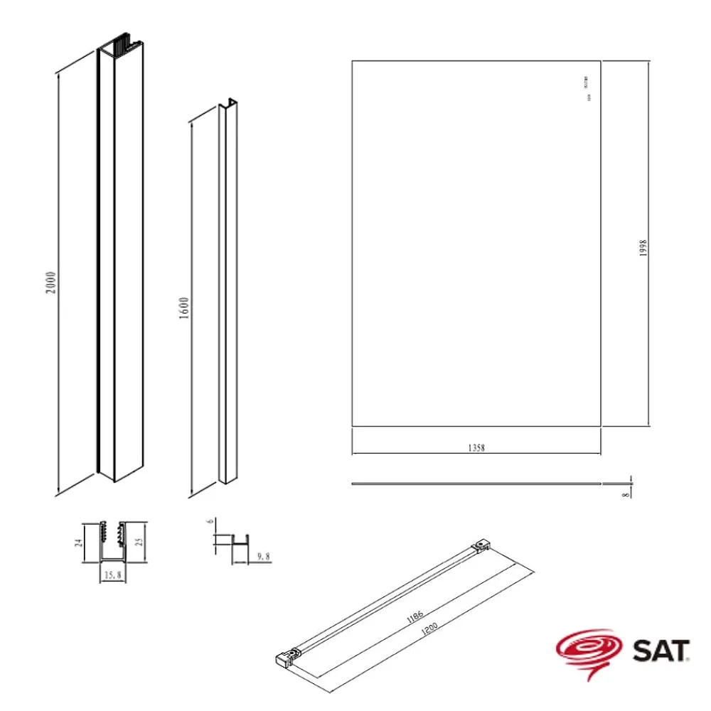 Paroi De Douche|Swiss Aqua Technologies Walk-in 140x200cm Paroi en verre Crystal Glass 8 mm anticalcaire, avec bras et profilés chrome brillant
