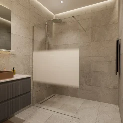 Swiss Aqua Technologies Walk-in 120x200cm, Verre semi poli Crystal Glass 8 mm anticalcaire, avec bras et profilés chrome brillant