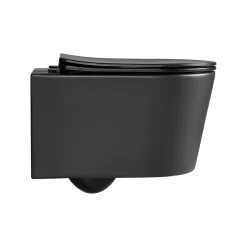 Swiss Aqua Technologies WC suspendu sans bride et fixations invisibles + abattant frein de chute, Noir mat (SATBRE010RREXPBKM)