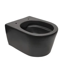 Swiss Aqua Technologies WC suspendu sans bride et fixations invisibles + abattant frein de chute, Noir mat (SATBRE010RREXPBKM)