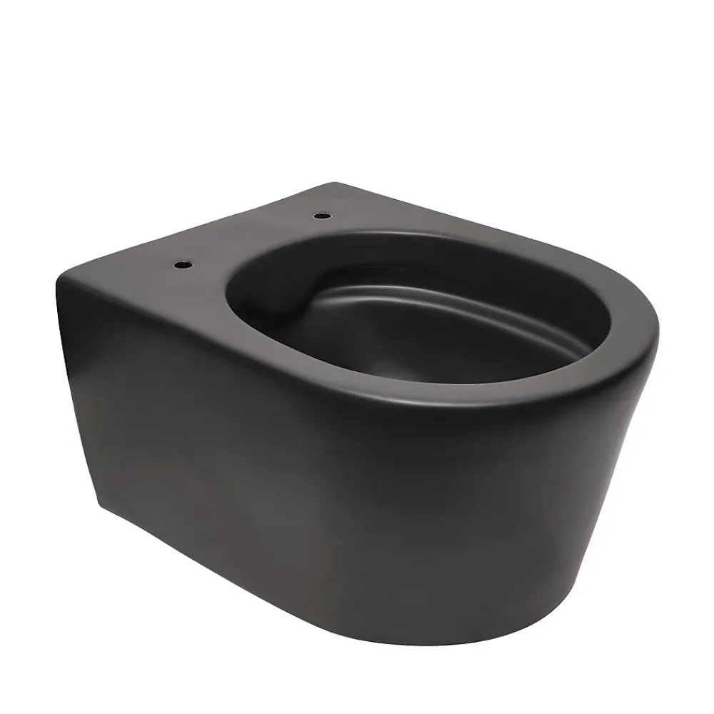 Swiss Aqua Technologies WC suspendu sans bride et fixations invisibles + abattant frein de chute, Noir mat (SATBRE010RREXPBKM)