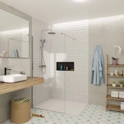 Swiss Aqua Technologies Walk-in 90x200cm Paroi Crystal Glass 8mm anticalcaire+bras&profilés chrome brillant (SATBWI90PR)