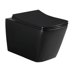 Wc Suspendu|Swiss Aqua Technologies WC suspendu Infinitio noir mat sans bride Design, fixations invisibles+abattant softclose