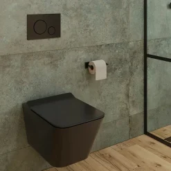 Wc Suspendu|Swiss Aqua Technologies WC suspendu Infinitio noir mat sans bride Design, fixations invisibles+abattant softclose