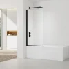Swiss Aqua Technologies 150x80 cm Pare-baignoire pivotant en verre, orientation gauche et droite, noir (SATVZUNIKCT80)