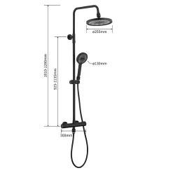 Homelody Système de Douche avec Filtre et Thermostat Noir avec Douchette à Main à 3 Types de Jets et Douche de Tête de 25 cm