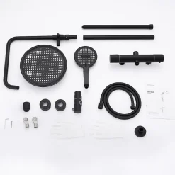 Homelody Système de Douche avec Filtre et Thermostat Noir avec Douchette à Main à 3 Types de Jets et Douche de Tête de 25 cm
