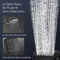 Homelody Système de Douche avec Thermostat et Tablette de Douche Noir - Ensemble Complet de Robinetterie de Douche