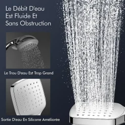 Homelody Système de Douche avec Thermostat et Tablette de Douche Chromée, Ensemble Complet de Robinetterie de Douche