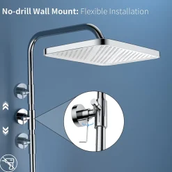 Colonne De Douche Thermostatique|Homelody Système de douche avec thermostat et tablette en verre chromé Ensemble de douche complet avec douchette à main