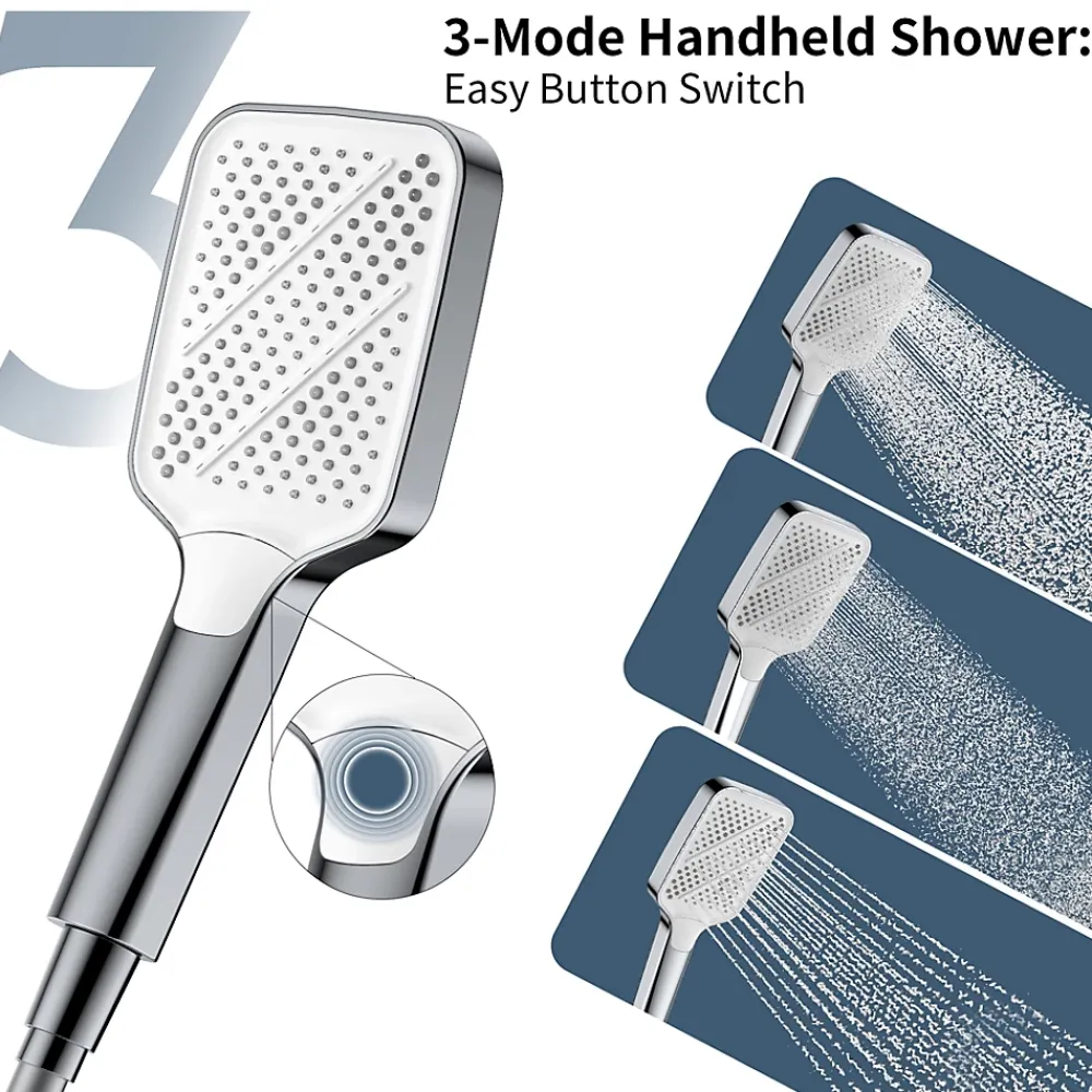 Colonne De Douche Thermostatique|Homelody Système de douche avec thermostat et tablette en verre chromé Ensemble de douche complet avec douchette à main