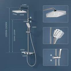 Colonne De Douche Thermostatique|Homelody Système de douche avec thermostat et tablette en verre chromé Ensemble de douche complet avec douchette à main