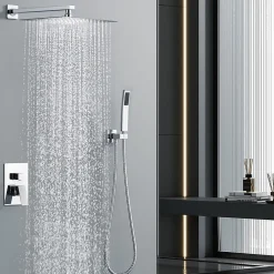 Colonne De Douche Encastrable|Homelody Système de Douche Encastré avec Mitigeur Mécanique Effet Pluie Ciel de Pluie Carré 300 mm Inox Chromé pour Salle de Bain