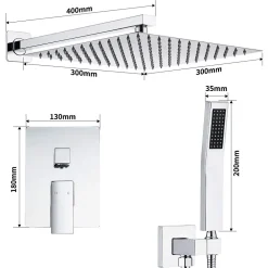 Colonne De Douche Encastrable|Homelody Système de Douche Encastré avec Mitigeur Mécanique Effet Pluie Ciel de Pluie Carré 300 mm Inox Chromé pour Salle de Bain
