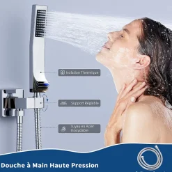 Colonne De Douche Encastrable|Homelody Système de Douche Encastré avec Mitigeur Mécanique Effet Pluie Ciel de Pluie Carré 300 mm Inox Chromé pour Salle de Bain