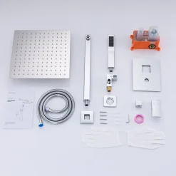 Colonne De Douche Encastrable|Homelody Système de Douche Encastré avec Mitigeur Mécanique Effet Pluie Ciel de Pluie Carré 300 mm Inox Chromé pour Salle de Bain